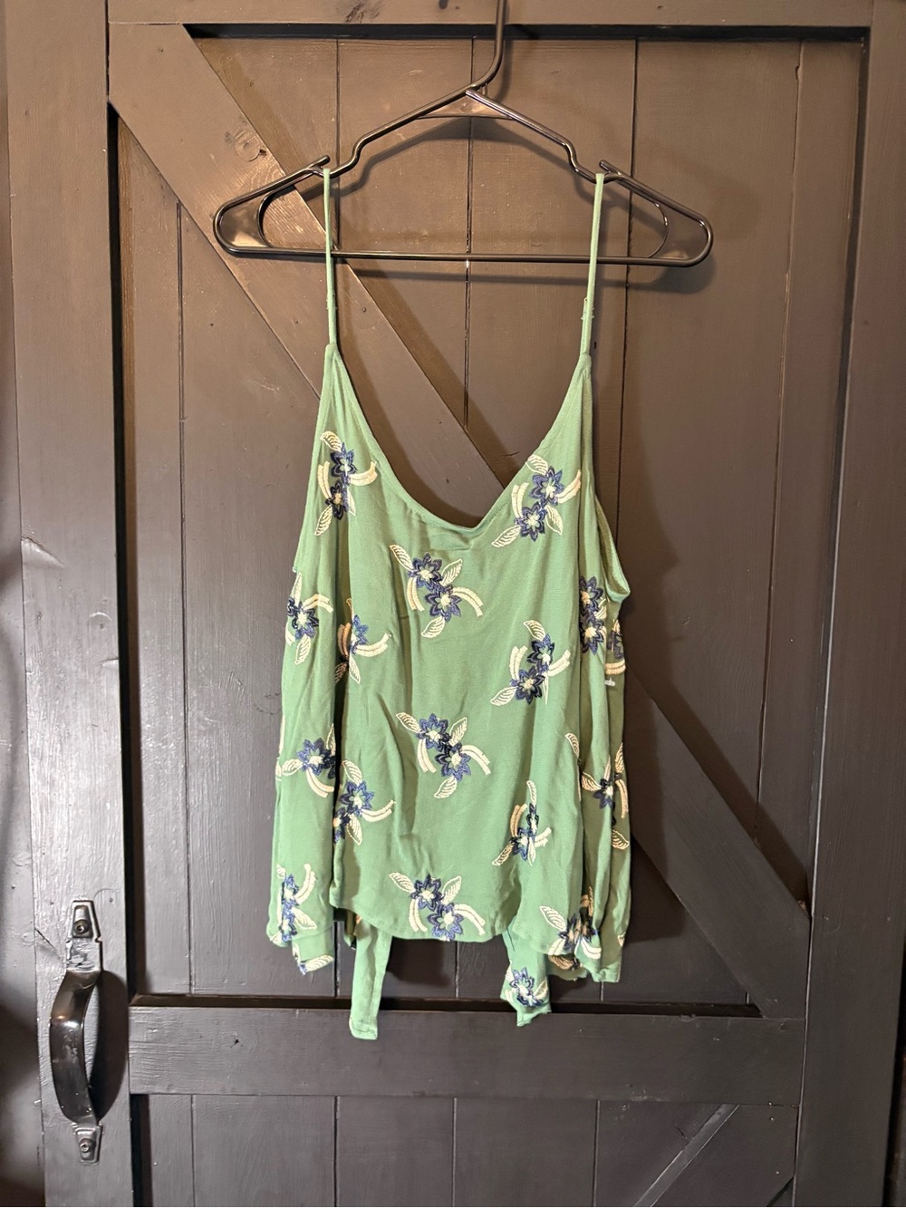 Lumiere Green Floral Satin Camisole